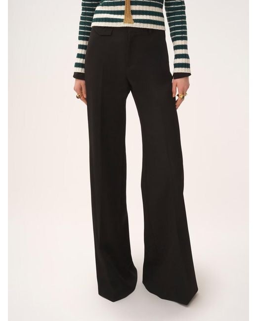 Chloé Black Pantalon Tailleur En Laine Grain De Poudre Noir Trousers