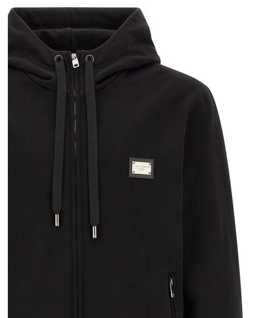 Dolce & Gabbana Black Dolce & Gabbana Logo Plaque Hoodie for men