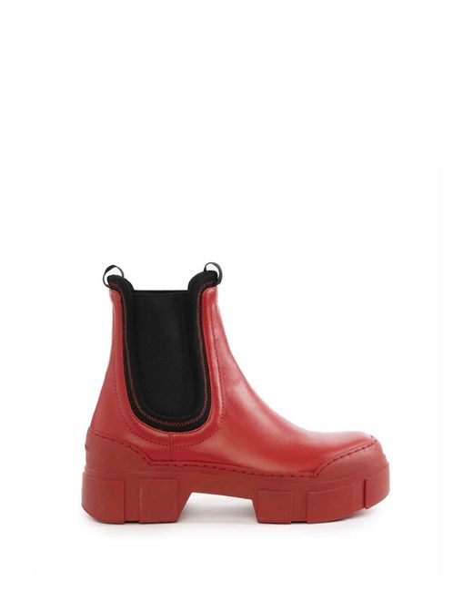 Vic Matié Red Beatles Boots Roccia With Track Sole