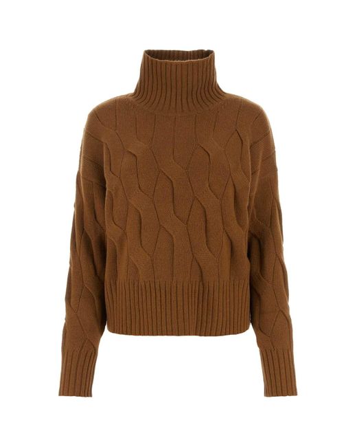Max Mara Studio Brown Wool Blend Sweater
