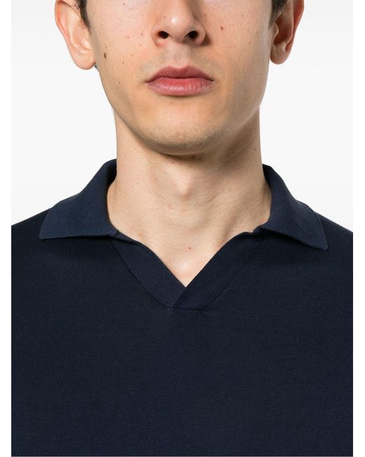 Fedeli Blue Fuji Cotton Polo Shirt for men
