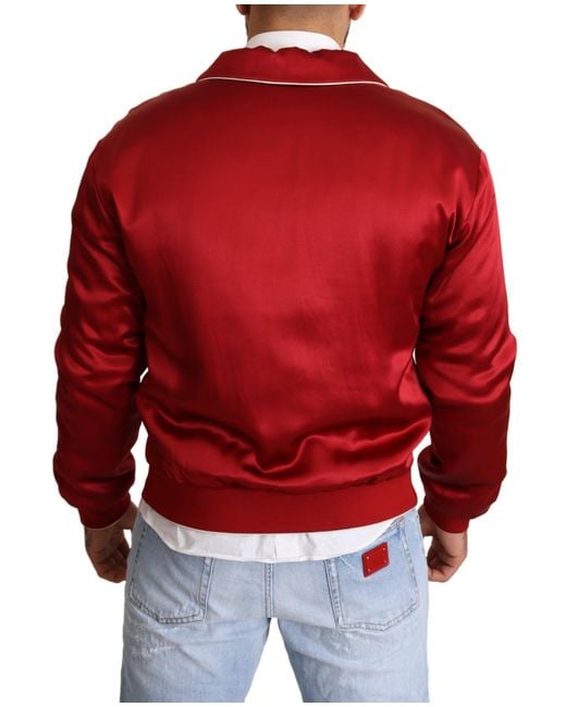 Dolce & Gabbana Red Sumptuous Silk Bomber Jacket for men