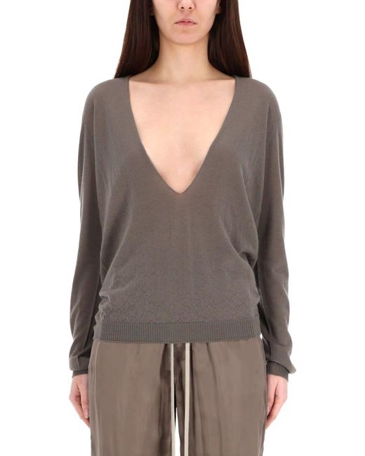 Rick Owens Gray Maglia Extreme V Neck