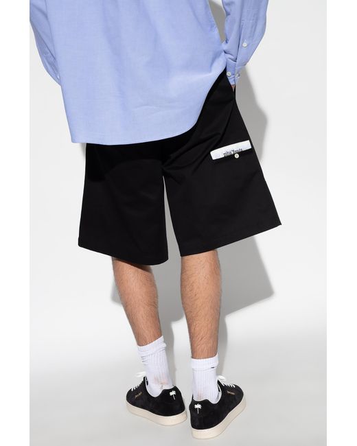 Palm Angels Black Shorts With Logo for men