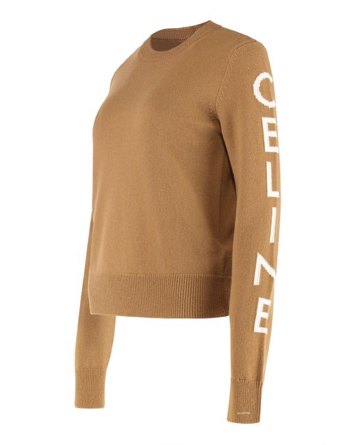 Céline Brown Wool And Cashmere Sweater With Logo