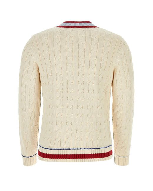 Lacoste White Sand Cotton Blend Sweater