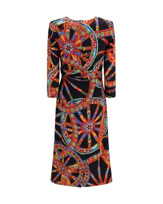 Dolce & Gabbana Red Dolce & Gabbana Carretto Print Charmeuse Dress