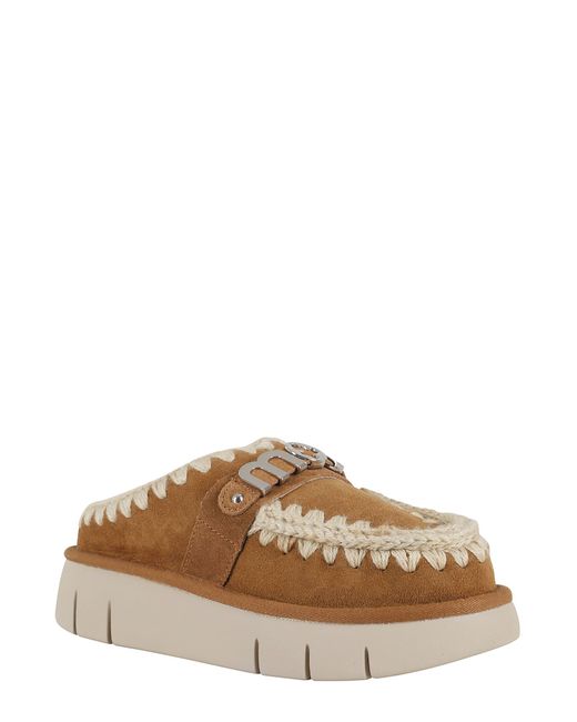Mou Brown Bounce Clog Metal Logo