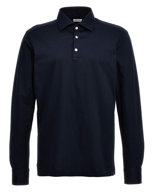 Kiton Blue Long Sleeve Polo Shirt for men