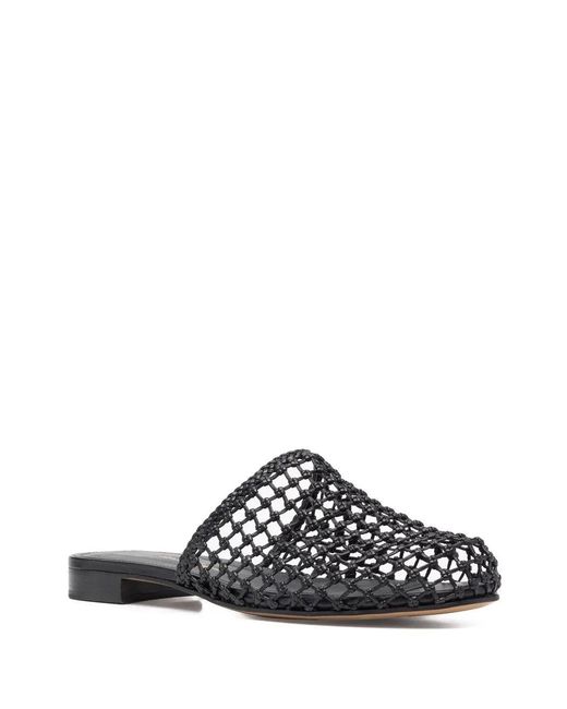 Ferragamo White Woven-Design Leather Mules
