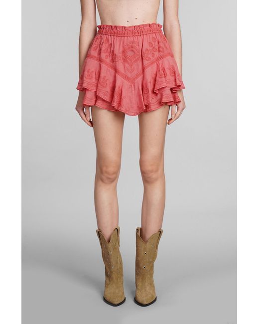 Isabel Marant Red Elsa Shorts In Rose-pink Ramie