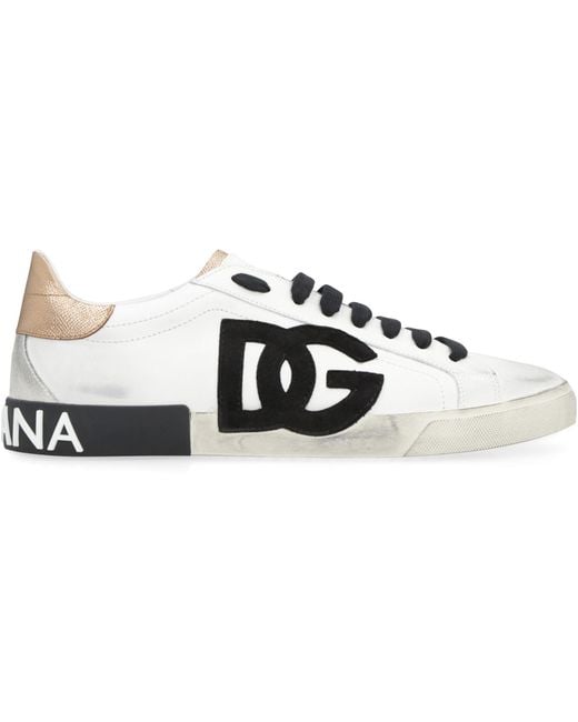 Dolce & Gabbana Black Leather Sneakers Portofino Calf Trainers for men