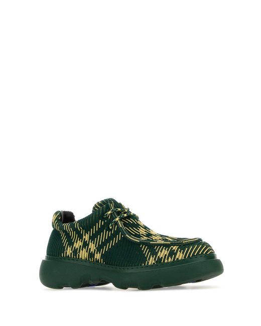 Burberry Green Embroidered Fabric Creeper Lace-Up Shoes for men