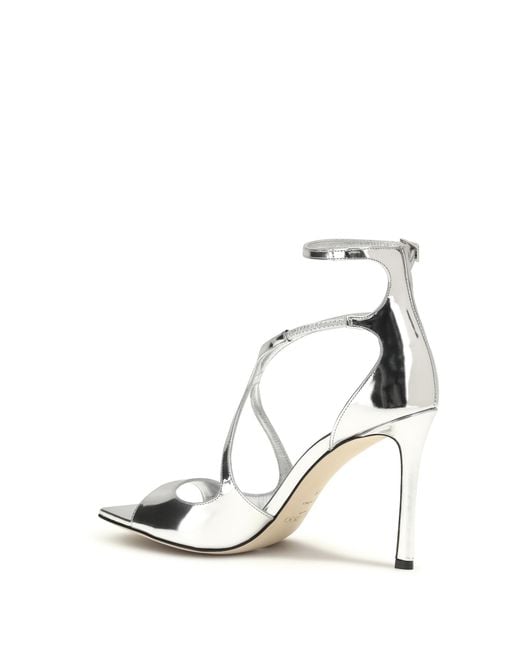 Jimmy Choo White Azia Patent Leather Sandals Calf Bos Taurus