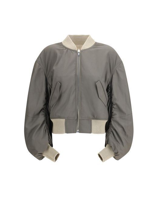 Rick Owens Gray Bomber Jacket Secchia Flight Lamb Leather