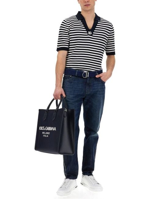Dolce & Gabbana White Belt With Logo Polyester for men