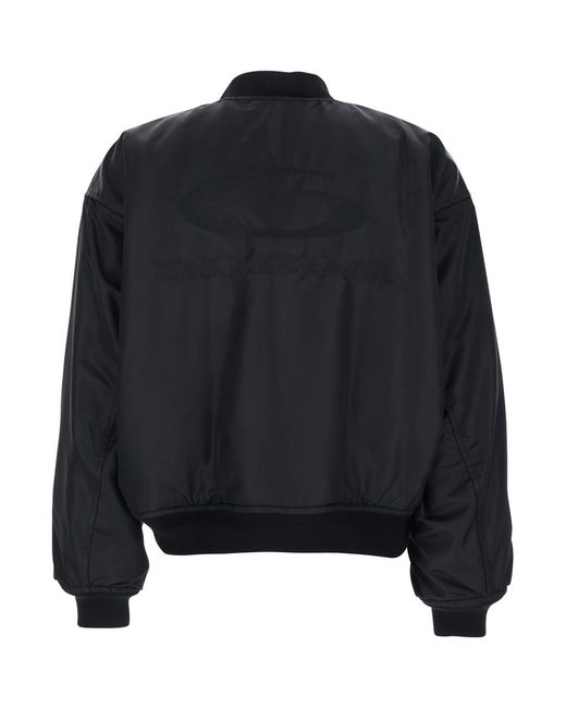 Balenciaga Black Bomber Jacket High Collar Polyamide Coat