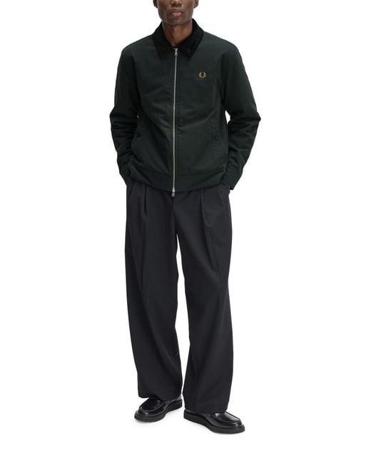 Fred Perry Black Logo Caban Jacket Cotton for men