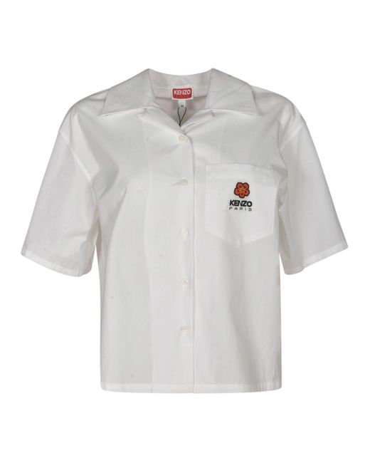 KENZO White Boke Cropped Hawaiian Shirt
