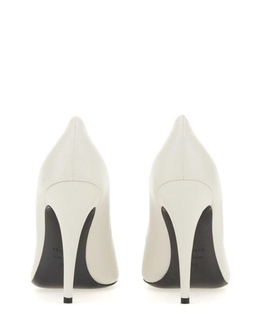 Tom Ford White Lace-up Pointed-toe Pumps