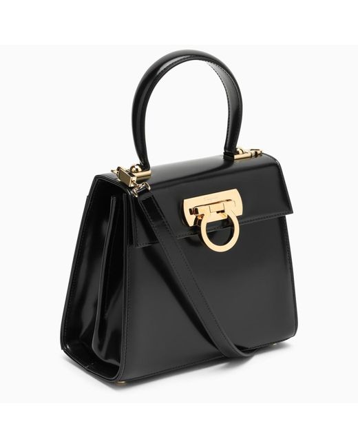 Ferragamo Black Iconic Top Handle Bag