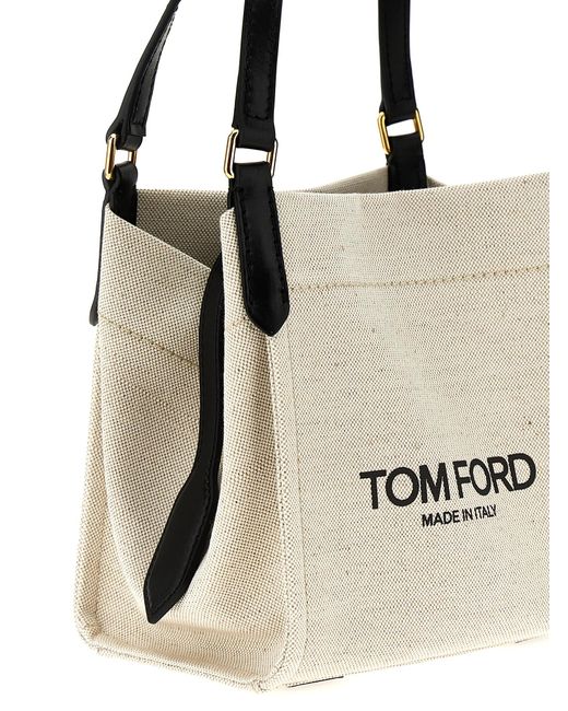 Tom Ford White Logo Canvas Handbag Hand Bags