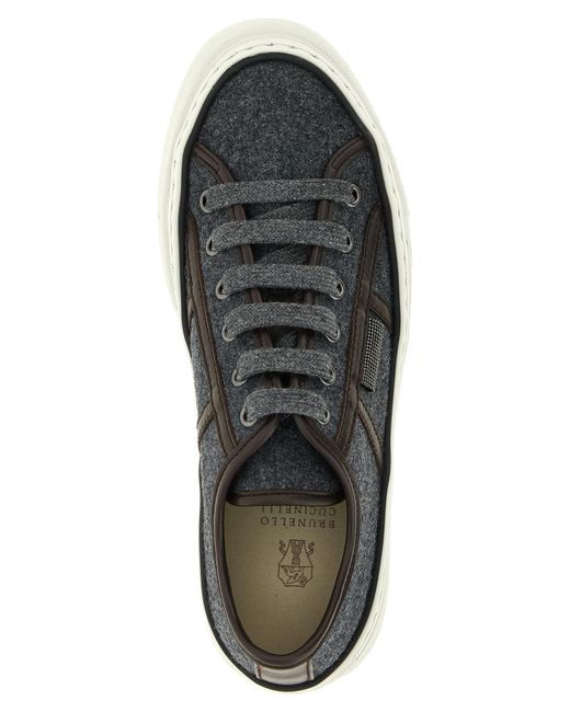 Brunello Cucinelli White 'Shiny Tab' Sneakers