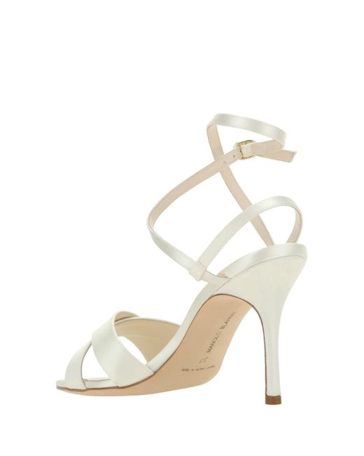 Manolo Blahnik White Tormenfa Fabio Satin 090 Sandal