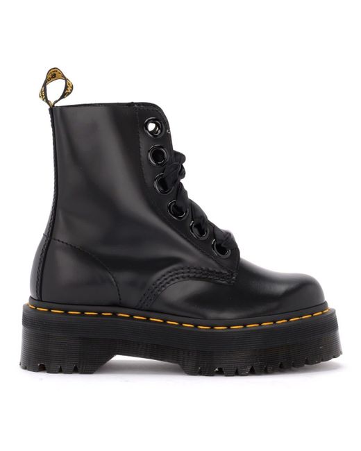 Dr. Martens Combat Boot Molly Model In Black Leather | Lyst