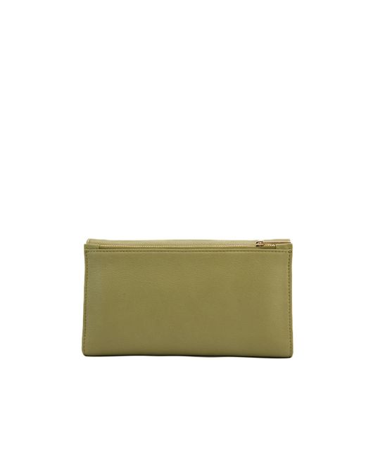 Elisabetta Franchi Green Wallet With Logo And Shoulder Strap