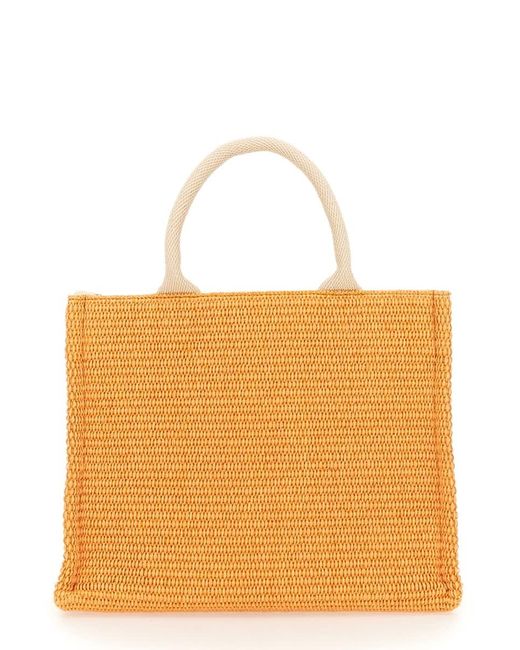Marni Orange Small Raffia Tote Bag