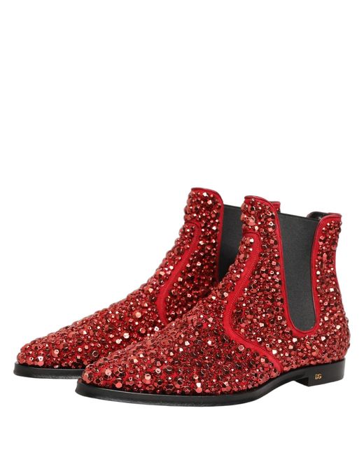 Dolce & Gabbana Brown Embellished Chelsea Ankle Boots Shoes Leather for men