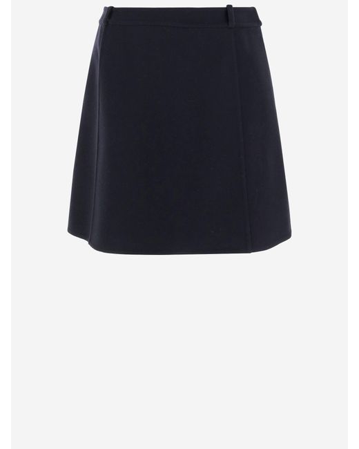 Jil Sander Blue Structured Wool Skirt With Belt Loops