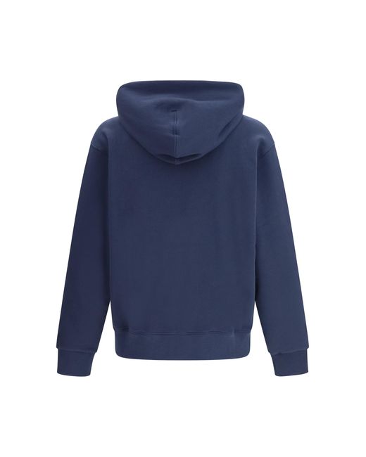 KENZO Blue Boke Flower Embroidered Zip Hoodie Cotton Sweatshirts for men