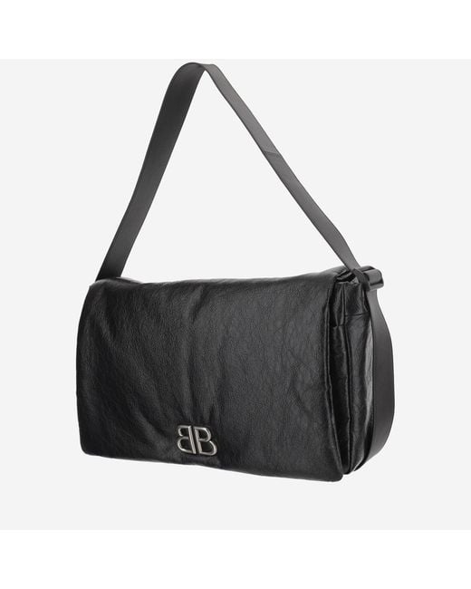 Balenciaga Black Logo Shoulder Bag Leather Handbags for men