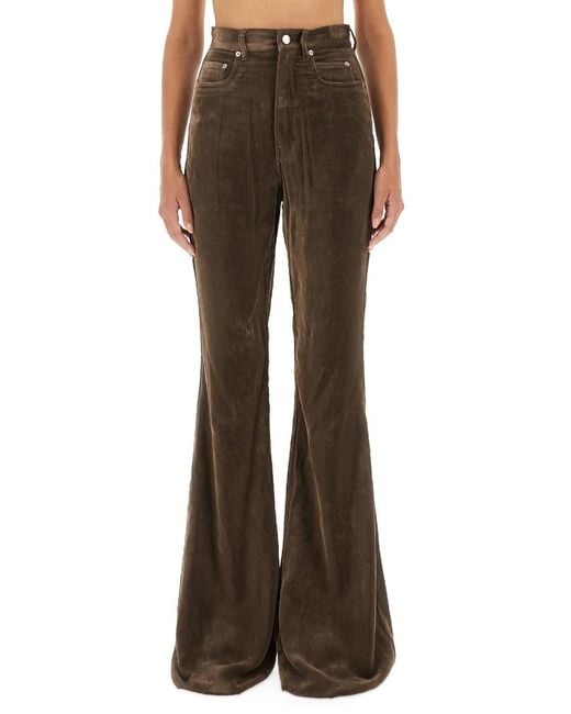 Rick Owens Brown Bolan Flare Fit Pants Viscose Trousers