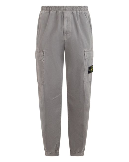 Stone Island Gray Track Pants Cotton for men