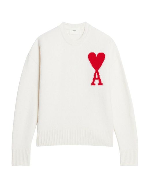 AMI White Red Adc Sweater for men