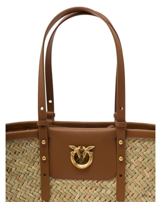 Pinko Natural 'Love Summer' Tote Bag With Logo Detail