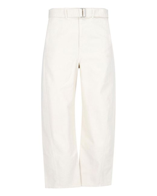 Lemaire White Twisted Belted Pants for men