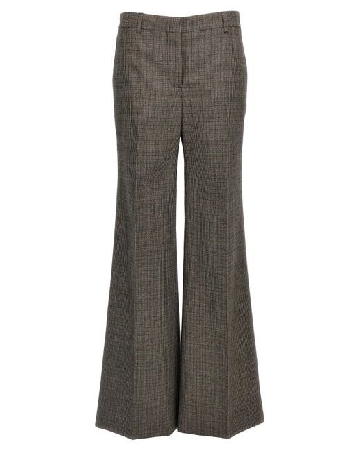 Stella McCartney Gray Micro Houndstooth Wool Trousers With Flared Leg