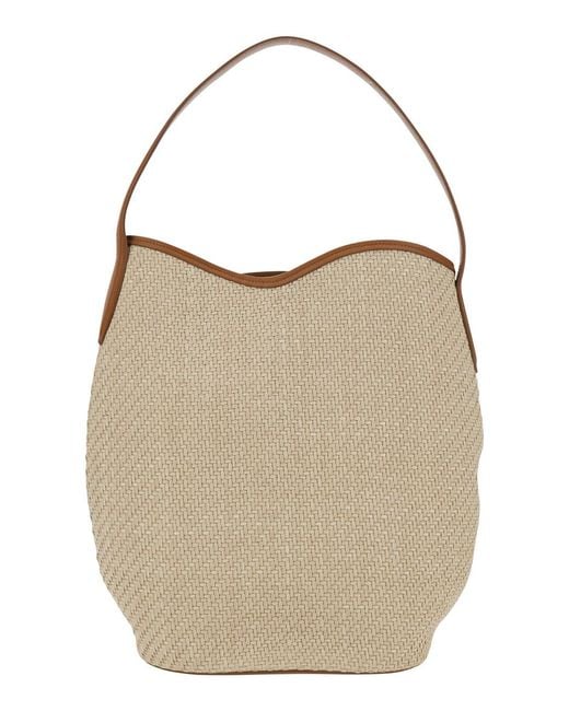 Liffner Natural Shoulder Bag Belted Bucket Large Raffia