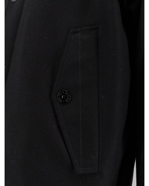 Stone Island Black Wool Blend Padded Parka Jacket for men