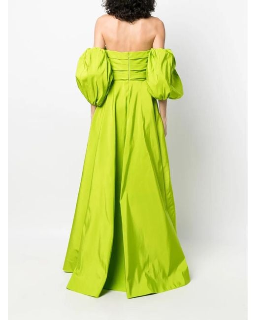 Valentino Green Off-Shoulder Floor-Lentgh Dress