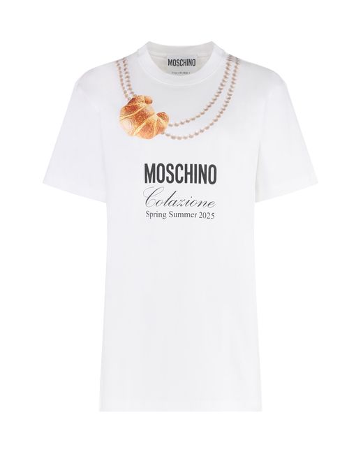 Moschino White T-Shirt Printed Cotton T-Shirts & Jerseys