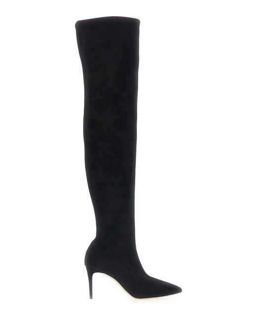 Casadei Black Boots Julia Suede Stretch