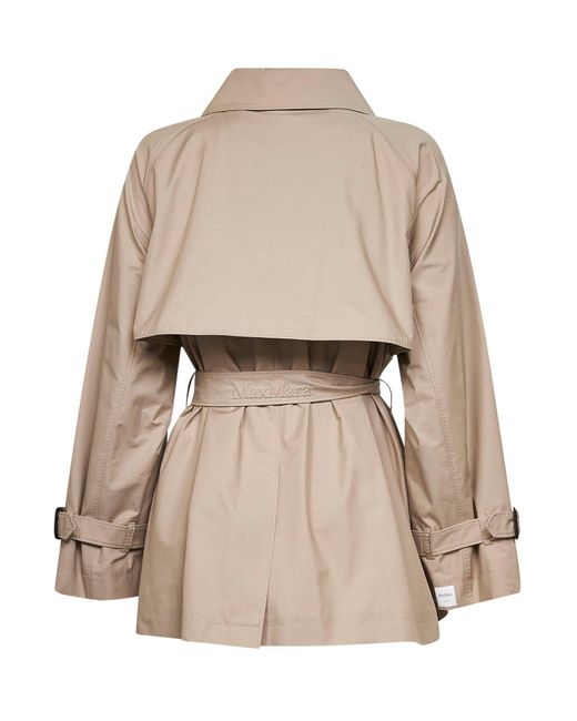 Max Mara Natural Sand Mtccalle Short Double-Breasted Trench Coat