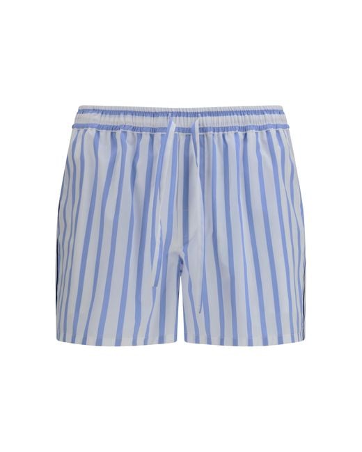 Dolce & Gabbana Blue Striped Poplin Bermuda Shorts Cotton; Silk for men