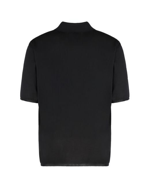 Saint Laurent Black Polo Cassandre Wool Sweater Shirts for men