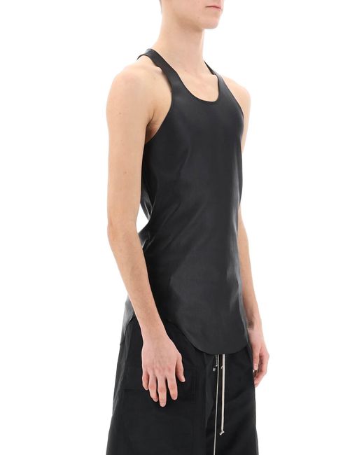 Rick Owens Black Stretch Leather Tank Top for men